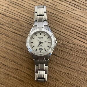 Ladies silver tone pulsar watch. Mother of pearl face. Works great. Used
